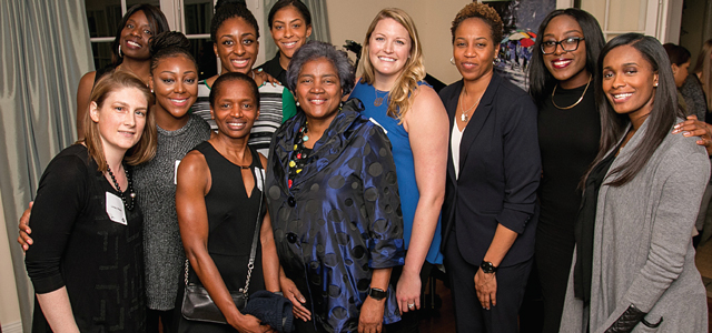 Player-driven, player-focused: The new WNBPA hosted current and retired WNBA players, and former DNC Interim Chair Donna Brazile (5th from right) during 2017 NBA All-Star in New Orleans.