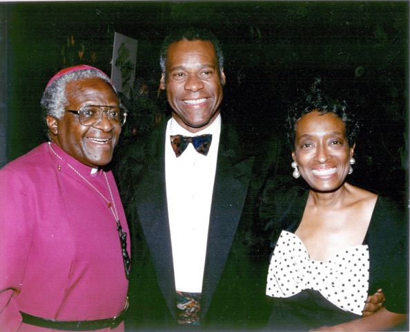 Gayle & Delano Lewis with Archbishop Desmond Tutu, DC, 1982